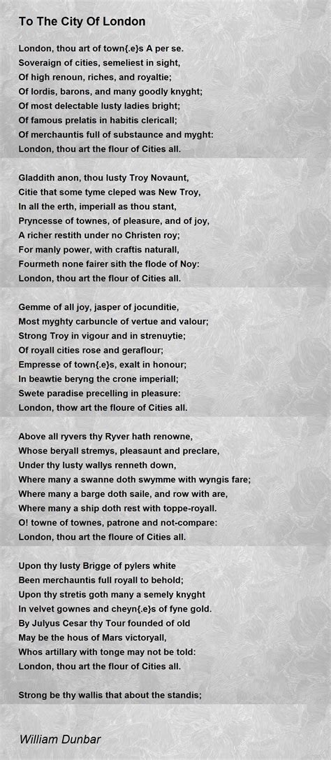 To The City Of London by William Dunbar .